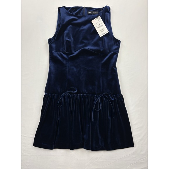 Zara Dresses & Skirts - NWT ZARA Blue Velvet Mini Dress. Women's Size Large Homecoming Wedding